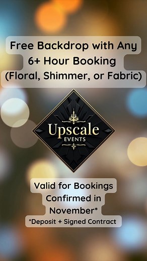 Book your event in November get a free luxury backdrop setup — shimmer, floral, or fabric ✨ Create your perfect photo moment, backdrop on us! 🎁 Book now, host anytime in 2025/2026! 🔗 upscaleeventspace.com | 📅 Link in bio #upscaleeventsphx #azvenue #AZWeddings #phoenixbaby #PhoenixEvents #phoenixparty #phoenixpartyplanner #phoenixvenue #BirthdayPartyVenue #corporatevenue #azbrides #azbride #azmom #phoenix | Upscale Events