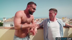 Andrew Delta cant help but notice the oversized bulge on hung beach goer Sir Peter.