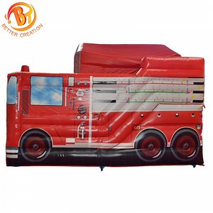 [Hot Item] Fire Fighting Truck Bouncing House Inflatable Jumping Castle Outdoor