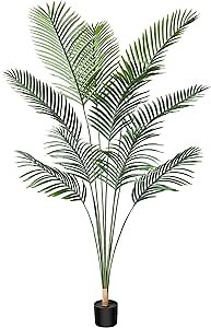 CROSOFMI Artificial Areca Palm Tree 6 Feet Fake Tropical Palm Tree,Perfect Faux Dypsis Lutescens Plants in Pot for Indoor Outdoor Home Office Garden Modern Decoration Housewarming Gift