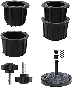 6pcs Umbrella Stand Parts, Patio Umbrella Replacement Parts, Umbrella Base Stand Hole Plug Cover, Black Umbrella Stand Base Screw Umbrella Pole Cap, 1.5 inches & 1.9 inches