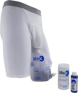 Afex Male Incontinence Management System - Incontinence Underwear with Low Receptacle Design for Long-Term Sitting - Includes Boxer Briefs, 500 ml Collection Bag, Cleanser & Cleaning Container -XXL