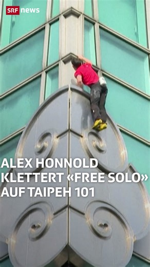 SRF News on Instagram: "Er bestieg den 508 Meter hohen Wolkenkratzer Taipeh 101 – ohne Seil, ohne Absicherung. Rund eineinhalb Stunden brauchte Alex Honnold für die Fassade des Gebäudes. 🧗 🏢 🧗 Die Aktion wurde live auf Netflix übertragen – und löste bereits im Vorfeld Kritik aus. Medienwissenschaftler warnten davor, ein massives Risiko als Unterhaltung zu streamen. 🧗 🏢 🧗 Honnold hatte sich zweieinhalb Monate vorbereitet und betonte, für ihn sei das