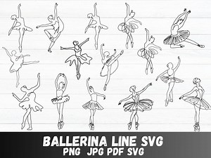 Ballerina Line Art Vector Svg, Ballerina Outline, Ballet Svg, Dancer Svg, Single Line Ballerina Silhouette, Cricut Svg, Png Decal Sticker - Etsy