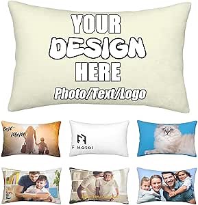 Custom Decorative Pillowcase with Couple Photo, Customized Throw Pillow Cover, Personalized Pillowcases for Sofa Cushion Bed Decor, Customize Love Pillowcase with Picture, Beige, 14"x20"