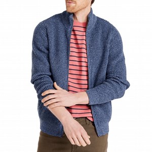 Men's Full Zip Waffle Knit Sweater - Versatile Casual Wear