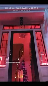 Witchy home by day and by night devilish red. See more Salem live cam video replays at https://instagram.com/gothichomegarden | Gothic Home & Garden