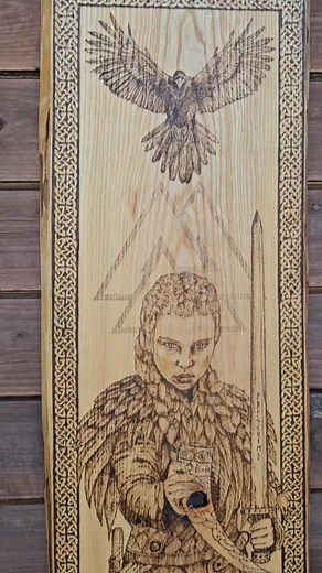 VALYKRIE - VIKING Wall plaque. Available at The Wild Wolf Groves. #vikings #vikingstyle #Valkyrie #pyrographyartist #pagan | The Wild Wolf Groves