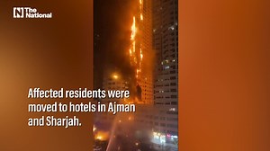 Firefighters tackled a large blaze in a high-rise residential building in Ajman in the early hours. Police said there were no injuries in the fire and that affected residents have been moved to hotels in Ajman and Sharjah. | The National