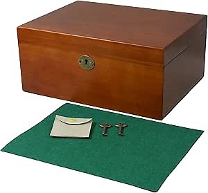 Wood Treasure, Keepsake, Memory Box - Large, 11x8.5x5in - Acacia Hardwood Keepsake and Personal Storage Box with Hinged Locking Lid.
