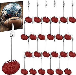 24Pcs Resin Football Base Memo Clip Holder Stand Note Paper Clip Pictures Card Display American Football Alligator Clip,Football Shaped Memo Clips Photo Stand for Office Menu Wedding Party Events