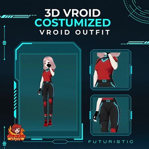 Tenue cyberpunk VRoid : vêtements techniques rouges et noirs pour avatars VTuber - Etsy France