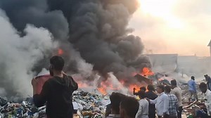 A fire broke out in a scrap godown in the industrial area and nearby areas were affected in the fire as a firefighter team took control of it. | Gulbarga News