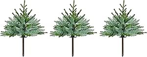 Fraser Hill Farm Set of 3 Prelit 18-in. Artificial Sidewalk Trees, Outdoor Battery Operated Fake Tree with Realistic Foliage & Warm White LED Lights