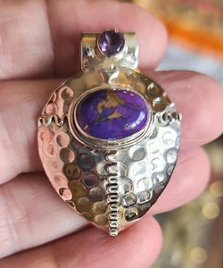 Egyptian Revival Style Hand Made Sterling Silver Purple Turquoise and Amethyst Pendant ACTUAL PIECE - Etsy UK