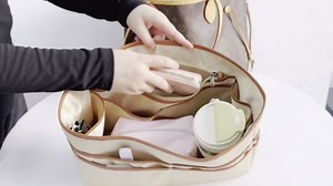 GIVLEFLY Mini Purse Organizer Insert – Lightweight Handbag Organizer with Multiple Pockets & Card Slots, Zippered Section, Interior & Exterior Pockets for Tote, Mini Bag, and Small Purses，Beige