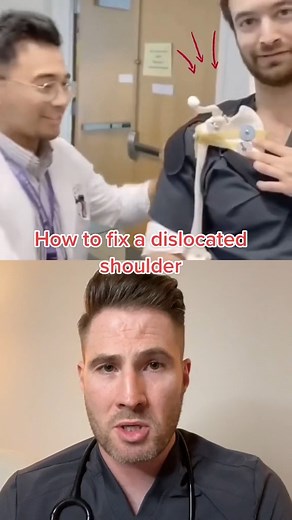 Sadeghi how to put a dislocated shoulder back into place. #doctor #constipation #fiber #nutrition #medical #growthmindset #ambulance #emergency #healthcare #doctorreact #residency #Psychologist #skincare #healthy #medicine #cancer #chiropractic #pimplepopper | Doctor Joe