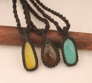 Handmade Multi Gemstone Macrame Pendant Necklace: Bohemian Jewelry - Etsy