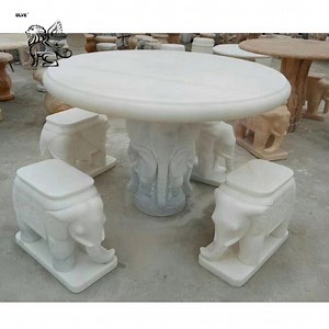 [Hot Item] Luxury and Lovely Little Elephant Statue Marble Bench and Table with Factory Price Mtc-015