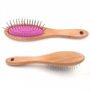 [Hot Item] Mini Pet Wooden Hair Brush Baby Wood Hairbrush Stainless Steel Needle Scalp Massage Bamboo Comb