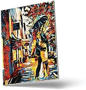 Castle & Rye Umbrella Couple Night Out on The Town Wall Art Giclee Print for Living Room or Bedroom with Thick Wooden Frame and Pre-Applied Hanging Hardware Ready to Hang