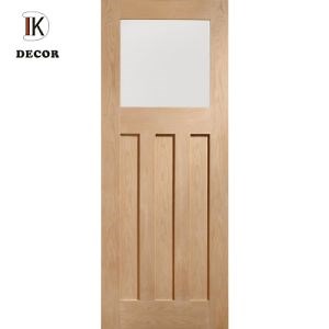 [Hot Item] Unfinished Solid Wood Frame Internal Oak Door with Frosted Glass for Bathroom