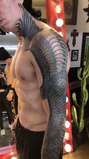 One of my favorite tattoo sleeve projects! #fyp #tattoo #tiktoktattoo #sleevetattoo #raven #raventattoo #tattooartist #meganmassacre