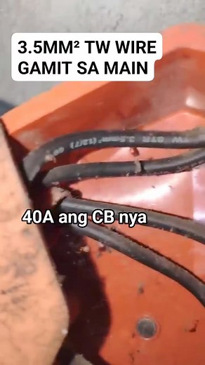Unsafe Wiring 40A Main Circuit Breaker tapos 3.5mm² TW lang ang main wire from KWH meter Recommend for upgrade tayo #electrician #relay #panelboard #control #light #switch #wiring #outlet #diy #electrical | Electricians Guide