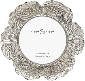 Circular Silver Floral Photo Frame / 4x4 In | For Tabletop Display | Perfect for Home Decor, Wedding, Graduation, Or Milestone Photos