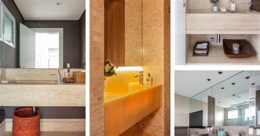 5 lindos projetos de banheiros e lavabos com cubas esculpidas