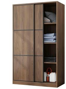 [Hot Item] Modern Brown Wood Wardrobe Armoire with Sliding Doors, Armoire