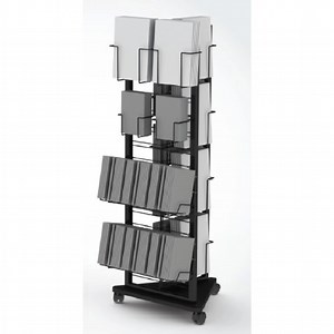 [Hot Item] Custom Floor Metal Newspaper Magazine Book Display Stand Rack with Wheels