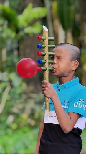 Handmade Lemon Tree Stick and 5 Bamboo Pipes with 5 Balloons #simple #fun #craft