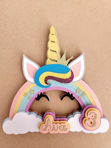 Unicorn Cake Topper, Rainbow Cake Topper, Custom Cake Topper, Personalised Party Decor - Etsy Australia