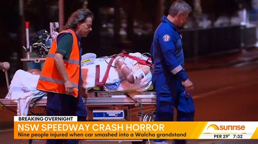 An out-of-control speedway car has smashed into a grandstand in western NSW, injuring nine people. The accident happened at the Walcha Motorcycle Rally. | Sunrise