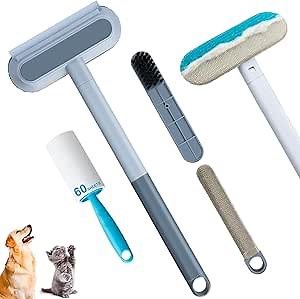 Pet Hair Remover for Couch Furniture Carpet Clothes Bedding Blankets,Reusable Dog and Cat Hair Remover, with 1 Sticky Lint Roller（Combination Use of Forward Push Backward Pull, Excellent Effect）