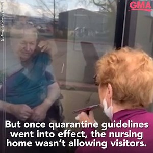 This elderly couple reunited through a window after being apart 44 days in quarantine 💕 https://gma.abc/2XqYHOo | Good Morning America