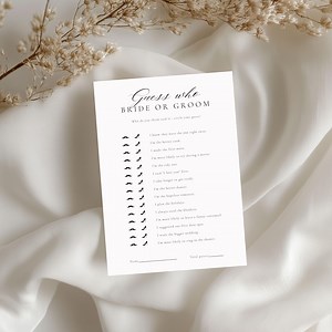 Guess Who Bride or Groom Game, Fun Bridal Shower Printable, Who Knows the Couple Best, Engagement Party Game 4011 - Etsy Australia