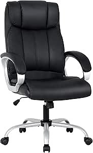 Home Office Chair Executive Desk Chair Ergonomic Computer Chair with Lumbar Support Headrest Armrest High Back Rolling Swivel Chair PU Leather Task Chair for Adults