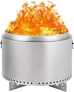 Amazon.com : ExploreHorizon Smokeless Fire Pit, 20.5" with Handle, Portable Fire Pit for Camping with Removable Ash Pan, Outdoor Bonfire Pit for Camping, Garden, Patio : Patio, Lawn & Garden