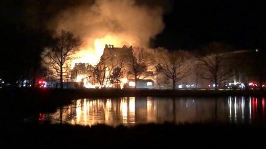 Fire burns through the Shakespeare Theater in Stratford, Connecticut