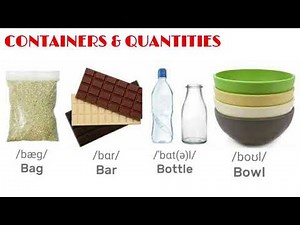 CONTAINERS and QUANTITIES 🧺📦 - English VOCABULARY with Pronunciation and pictures