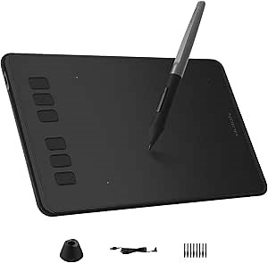 HUION Inspiroy H640P Graphic Tablets OSU Drawing Tablet with 6 Shortcut Keys, Digital Drawing Pad with 8192 Battery-Free Pen Tilt Function, Glove and 18 Pen Nibs Included