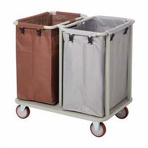 [Hot Item] 2 Dividers Laundry Washing Basket Trolley Clothes Sorter Cart