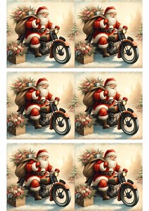 Santa on Motorbike Rice Paper: Christmas Decoupage Sheet (A4) - Etsy Canada