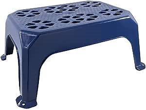 Camco 43473 Plastic Step Stool, Large - Features a Textured Platform for Slip Prevention - Supports Up to 400 lb. - Navy