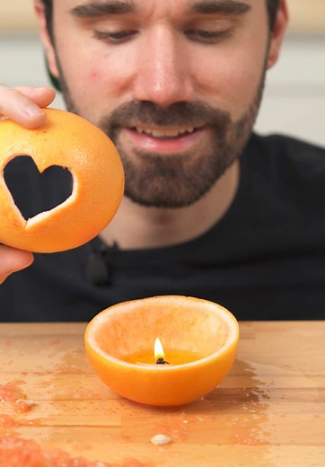 Orange Fruit Candle Hack: Homemade Olive Oil Candle
