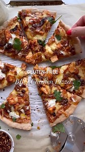 It’s the BBQ Chicken Pizza of my dreams. 🍕 Store-bought gluten-free pizza dough (usually found in the freezer section) gets spread out, slathered with BBQ sauce, topped with freshly grated mozzarella, BBQ chicken, and generous dollops of caramelized onions. Bake to perfection, then, if you’re a ranch-on-pizza gal like myself, drizzle to your heart’s content. | Fed and Fit