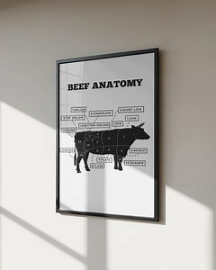Beef Anatomy Poster | Meat Cuts Diagram | Minimal Kitchen Wall Art | Digital Download - Etsy Canada