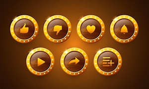 Buttons for the video blog interface like buttons share add to favorites vector set | Premium Vector